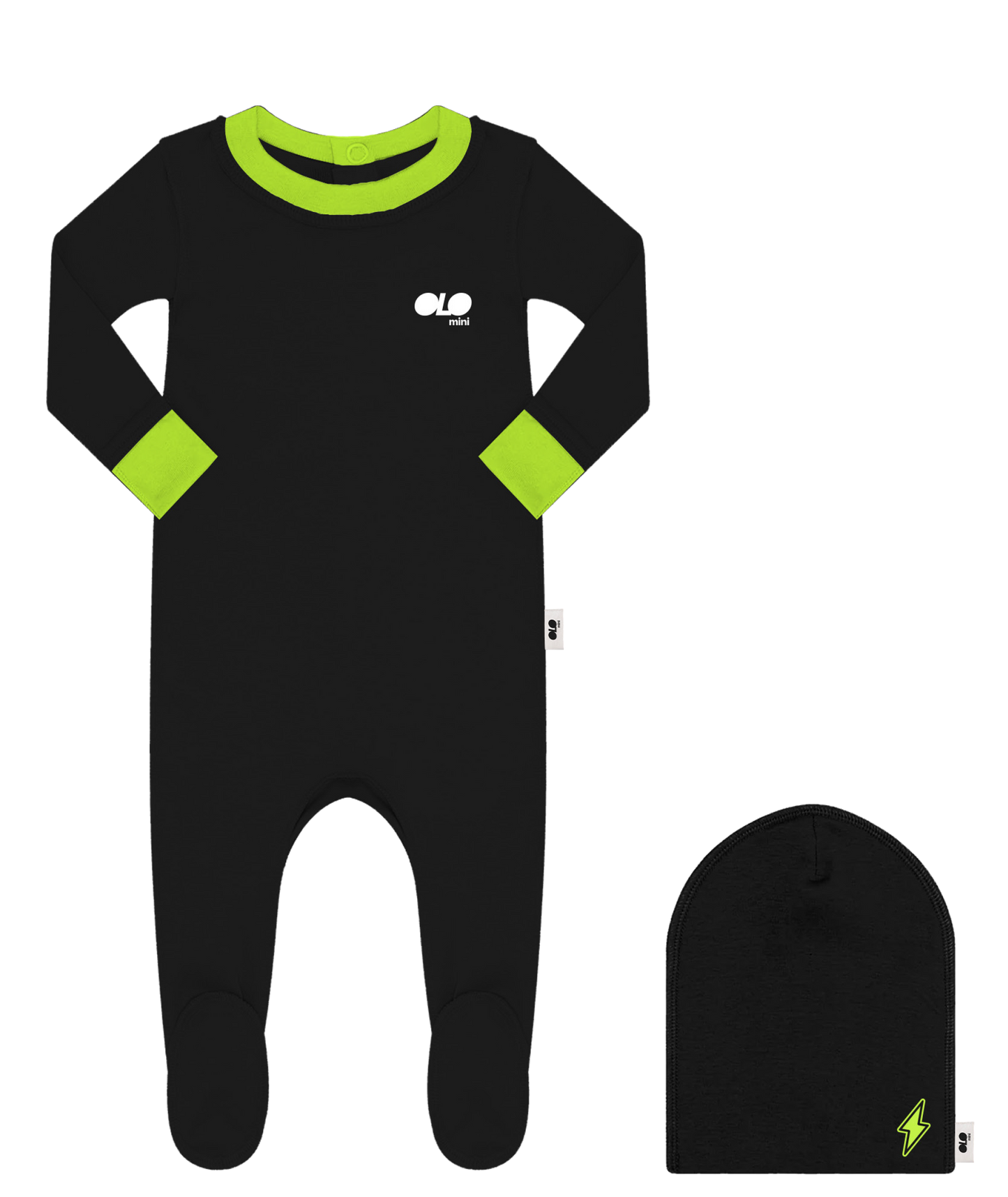 OLO BLAZE FOOTIE BEANIE SET NEON